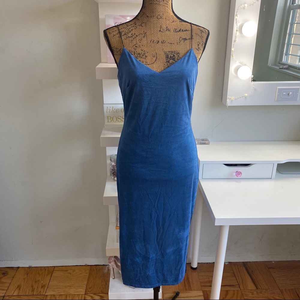 💖Charlotte Russe Cobalt Suede Dress Size L NWT